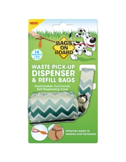 Bags On Board Fashion Dispenser Green Chevron 14 Bags